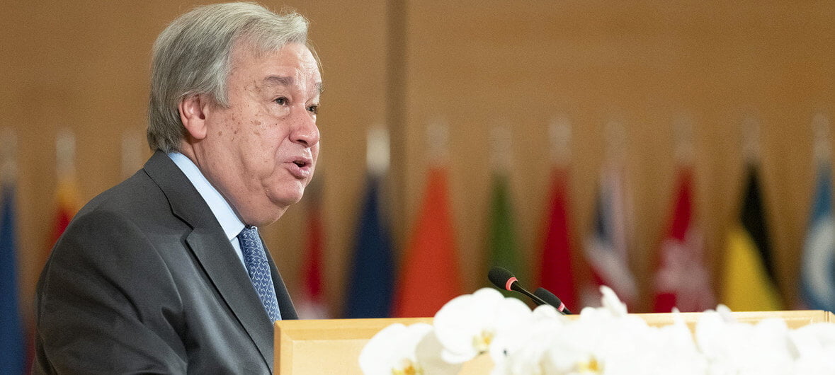 ONU/Jean Marc Ferré El Secretario General de las Naciones Unidas, António Guterres, durante su discurso en la 108.ª reunión de la Conferencia Internacional del Trabajo, el 21 de junio de 2019.