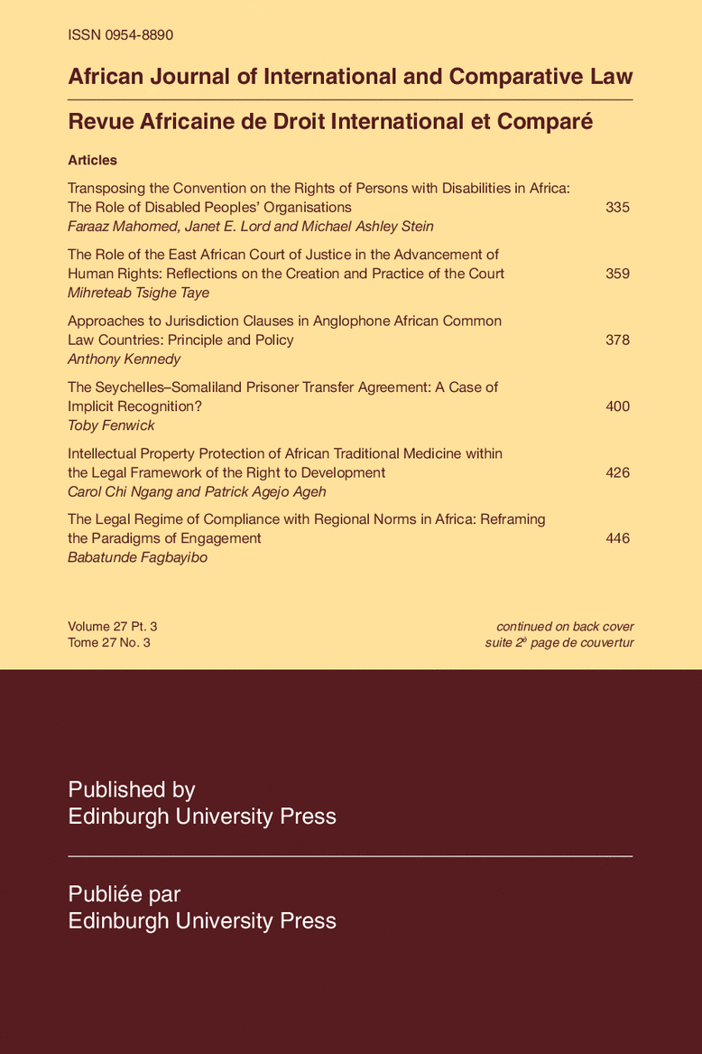 African Journal of International and Comparative Law - Volume 27, Issue 3, August, 2019